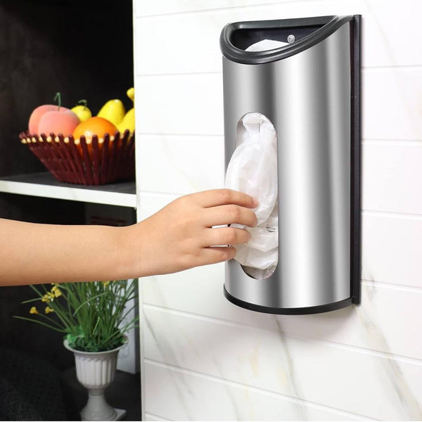 Utopia Kitchen Grocery Plastic Bag Holder and Dispenser Medium, Easy Wall Mount Bag Saver, Stainless Steel (Silver)