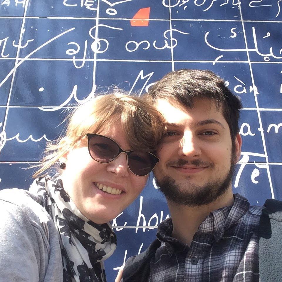 In front of the Love wall in Montmartre.