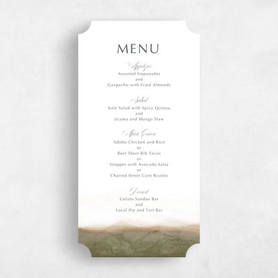 Brown Ticket Wedding Menu - Dew