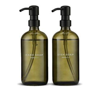 MaisoNovo Soap Dispenser 2-Piece Set | 16.9oz Green Bottles with Black Plastic Pumps