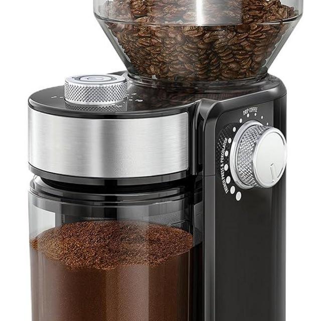 Electric Burr Mill Coffee Grinder with 18 Precise Grind Settings for Espresso, Drip and French Press - Adjustable Burr Grinder in Black