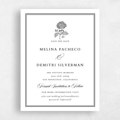 Black Wedding Save the Date - Newport Portrait Letterpress