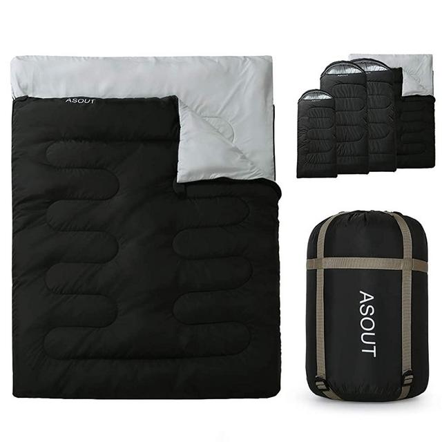 ASOUT Wide Sleeping Bag for Adults Camping, Hiking, Backpacking, Extra-Wide, Portable, Comfort, Great for 4 Season Warm & Cold Weather