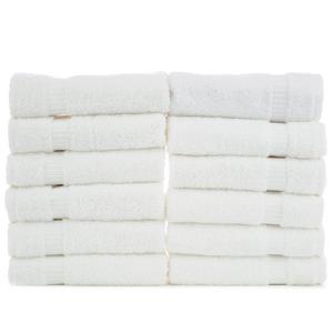 Chakir Turkish Linens Turkish Cotton Luxury Hotel & Spa Bath Towel, Wash Cloth - Set of 12, White