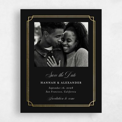 Black Photo Wedding Save the Date - Vernazza Photo Foil