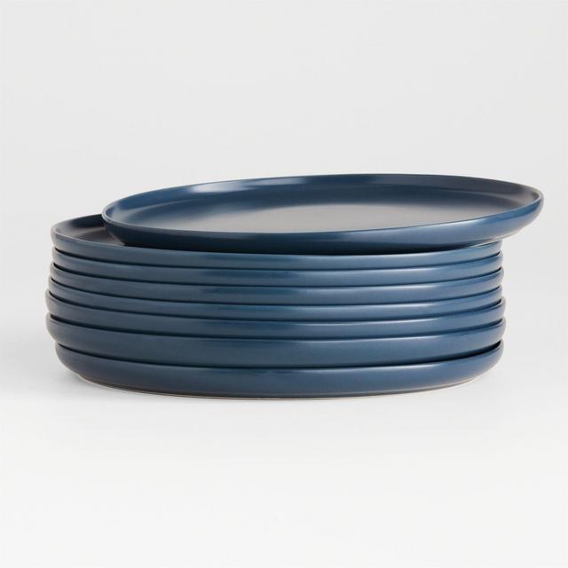 Wren Matte Blue Dinner Plates, Set of 8