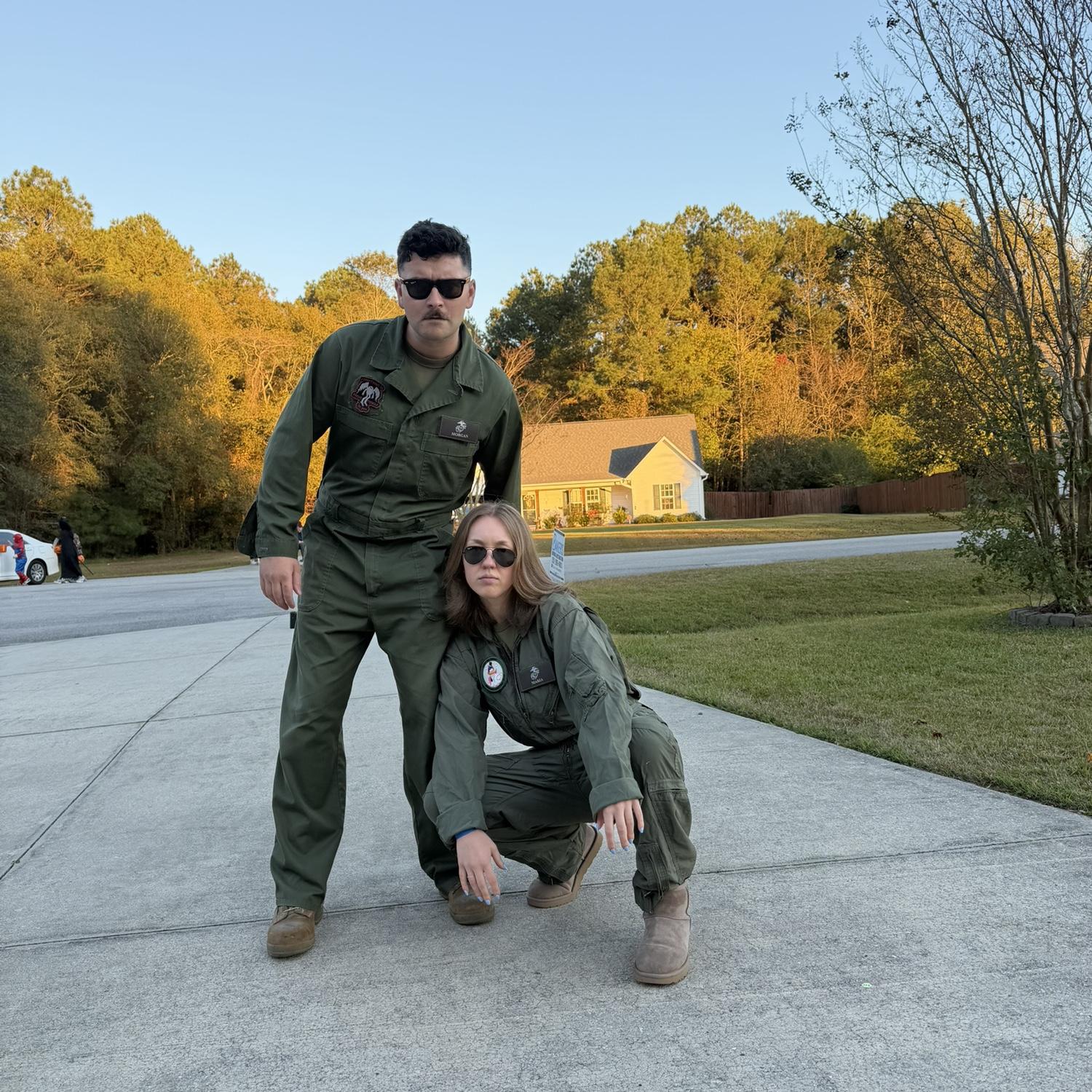 Happy Halloween! A pilot (Maria) and an airline mechanic (Will)