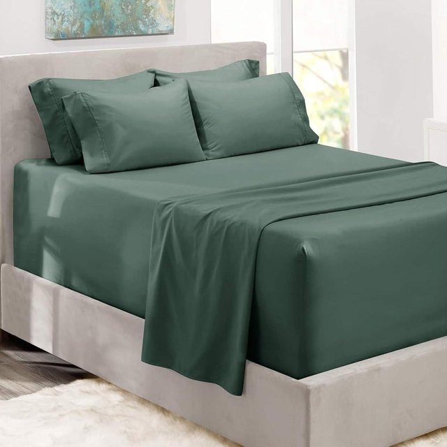 Hearth & Harbor Bed Sheets, Luxury Soft 6 Piece Bed Sheet Set Extra Deep Pocket Fitted Sheets Fits Mattress up to 21", Double Brushed Bedding Sheets & Pillowcases,