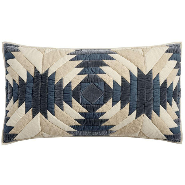 Aubrey Velvet Patchwork Quilted Sham, Steel Blue, King