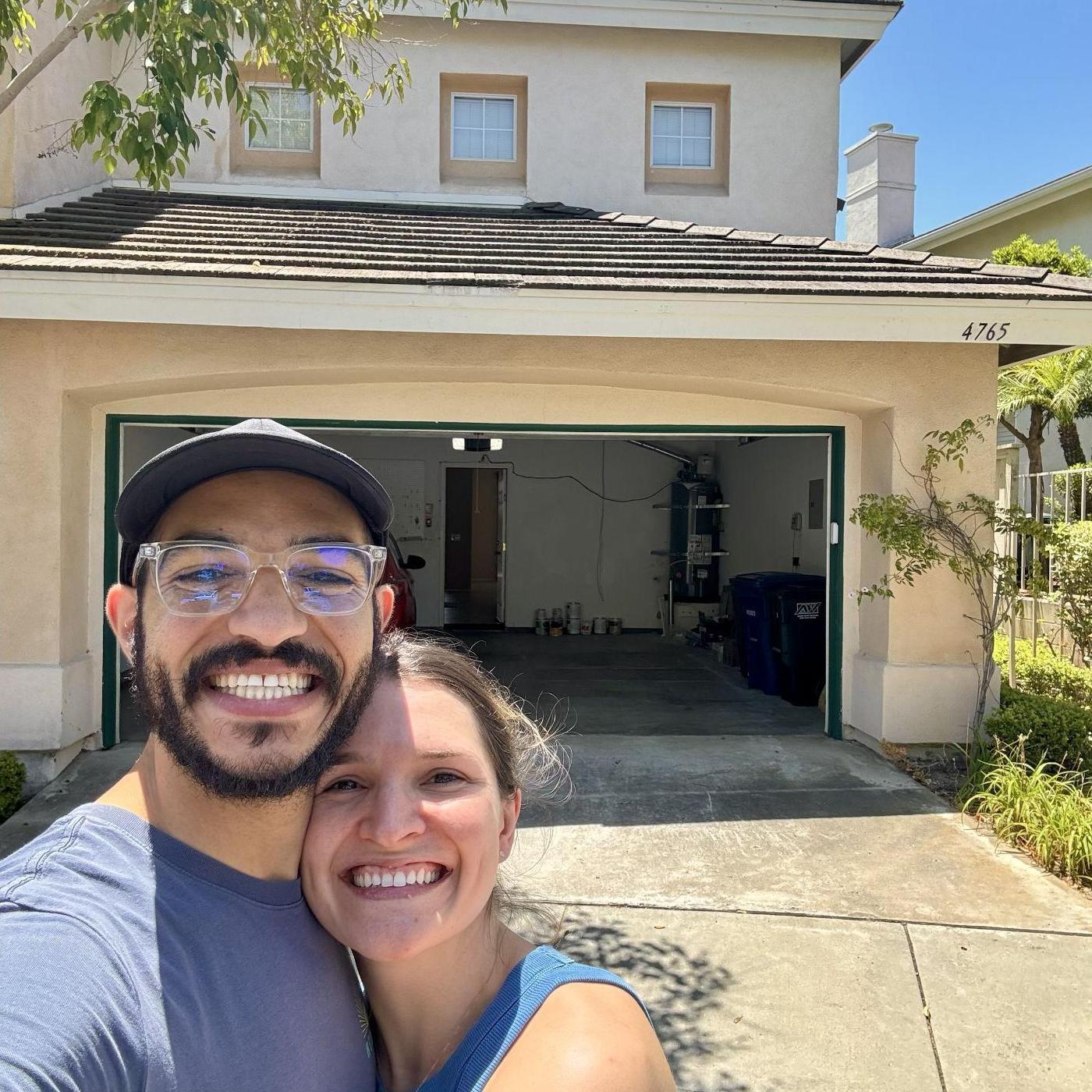 The day we moved in together! We are so proud of our rental home– we have dubbed it "The Hummingbird Hotel" due to the many birdies in the back patio.