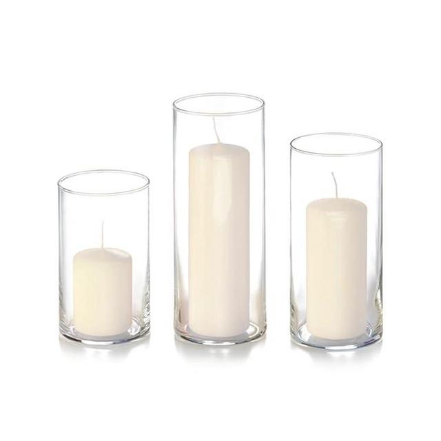 yummi Set of 12 Slim Pillars and Cylinder Vases - Ivory