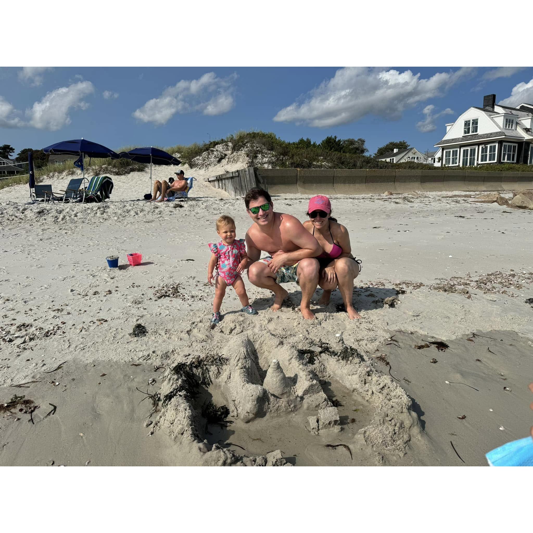 Building Cora a sandcastle during our first Cape Cod trip together