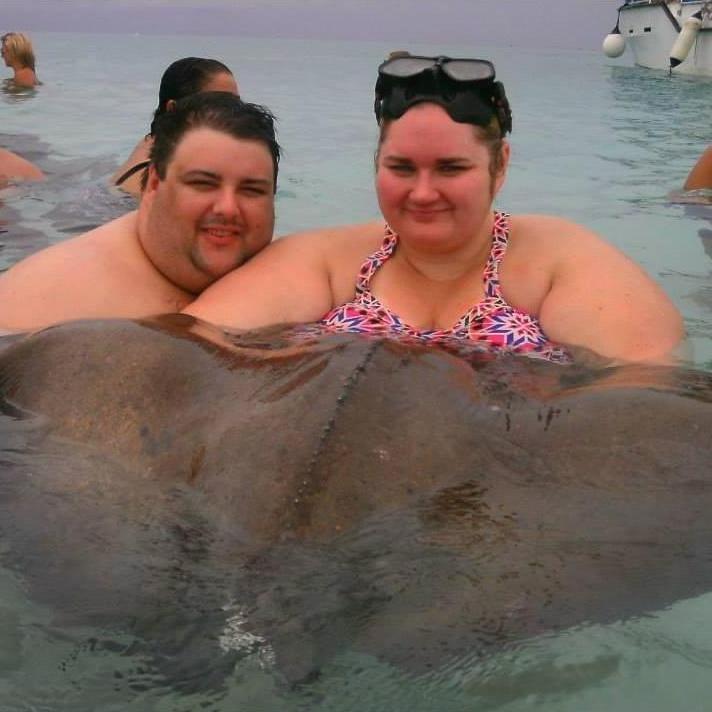 Swimming with stingrays - Grand Cayman, on Shawn & Caity Carter’s wedding cruise. September 2013