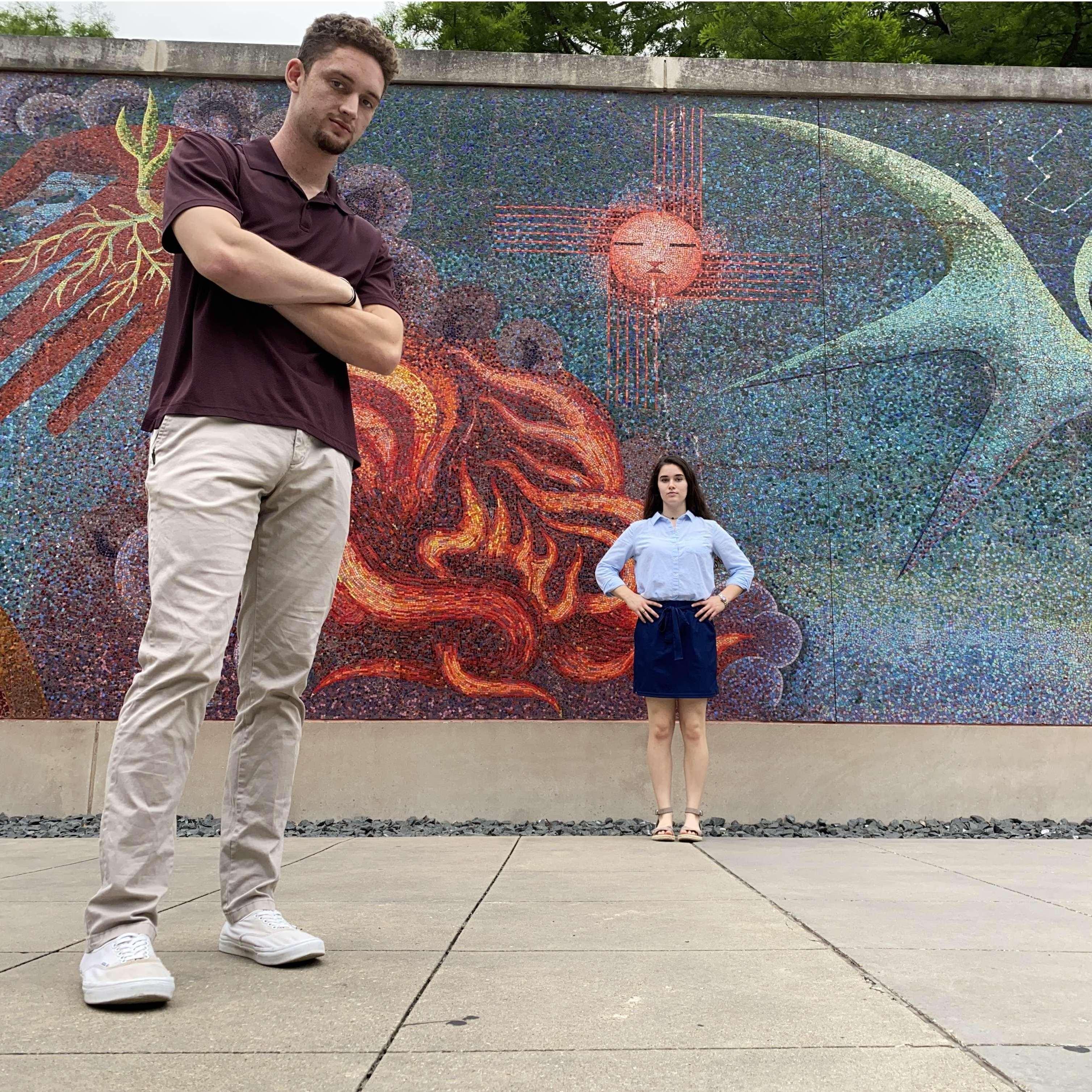 May 2021 - Nathan came to Dallas for my 21st birthday! Here we are in front of the mosaic at the Dallas Museum of Art.