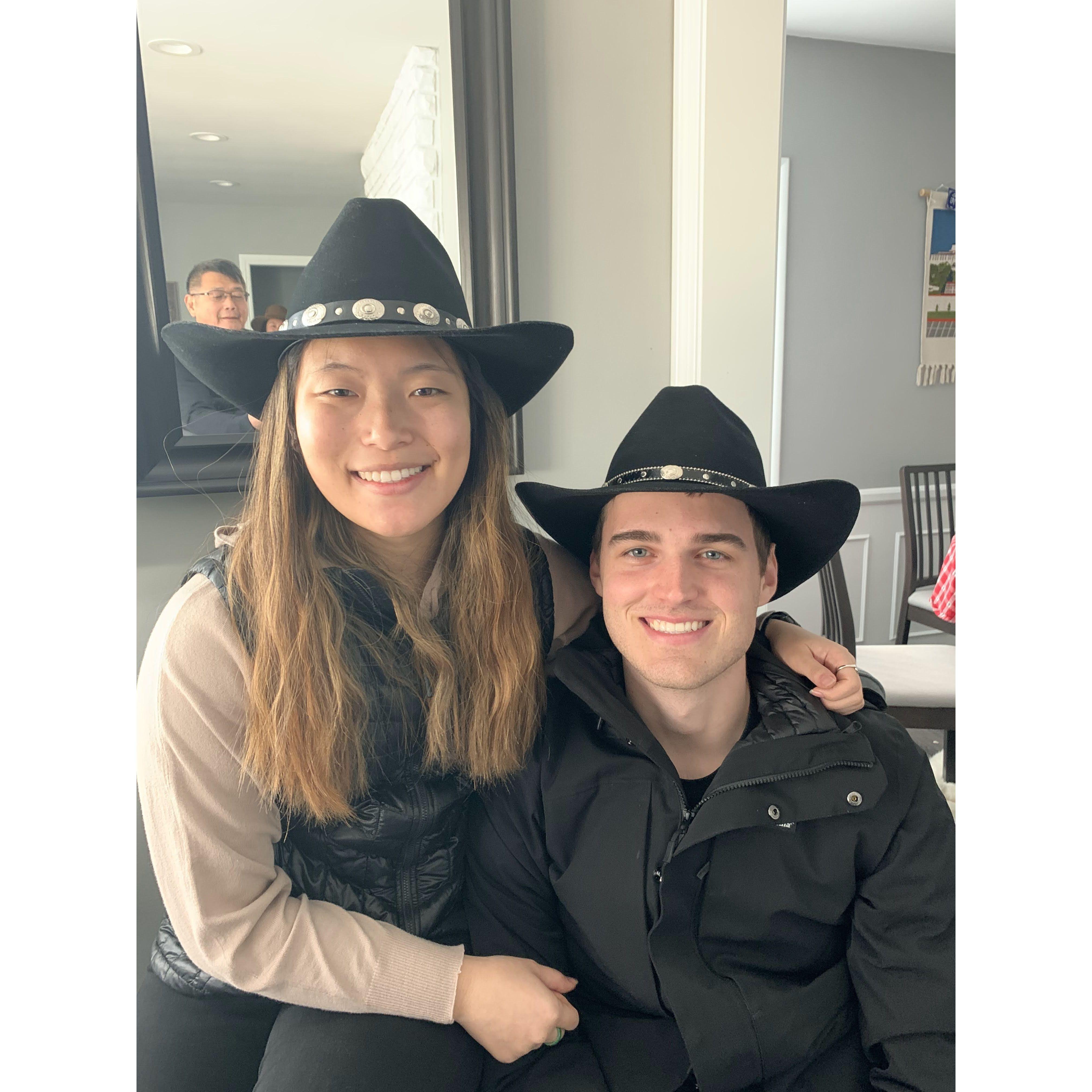 Fun with cowboy hats in San Gabriel (zoom into the mirror for a special surprise)