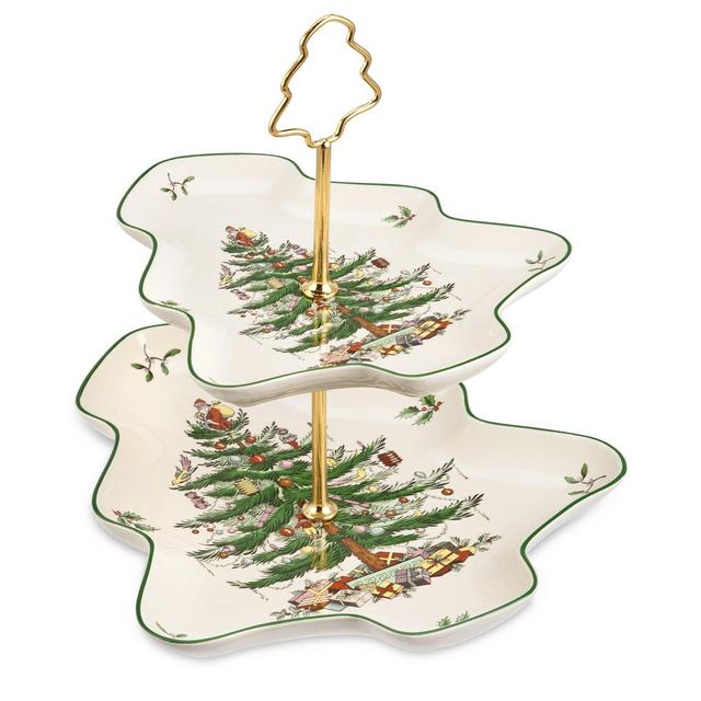 Spode Christmas Tree Sculpted 2-Tiered Server
