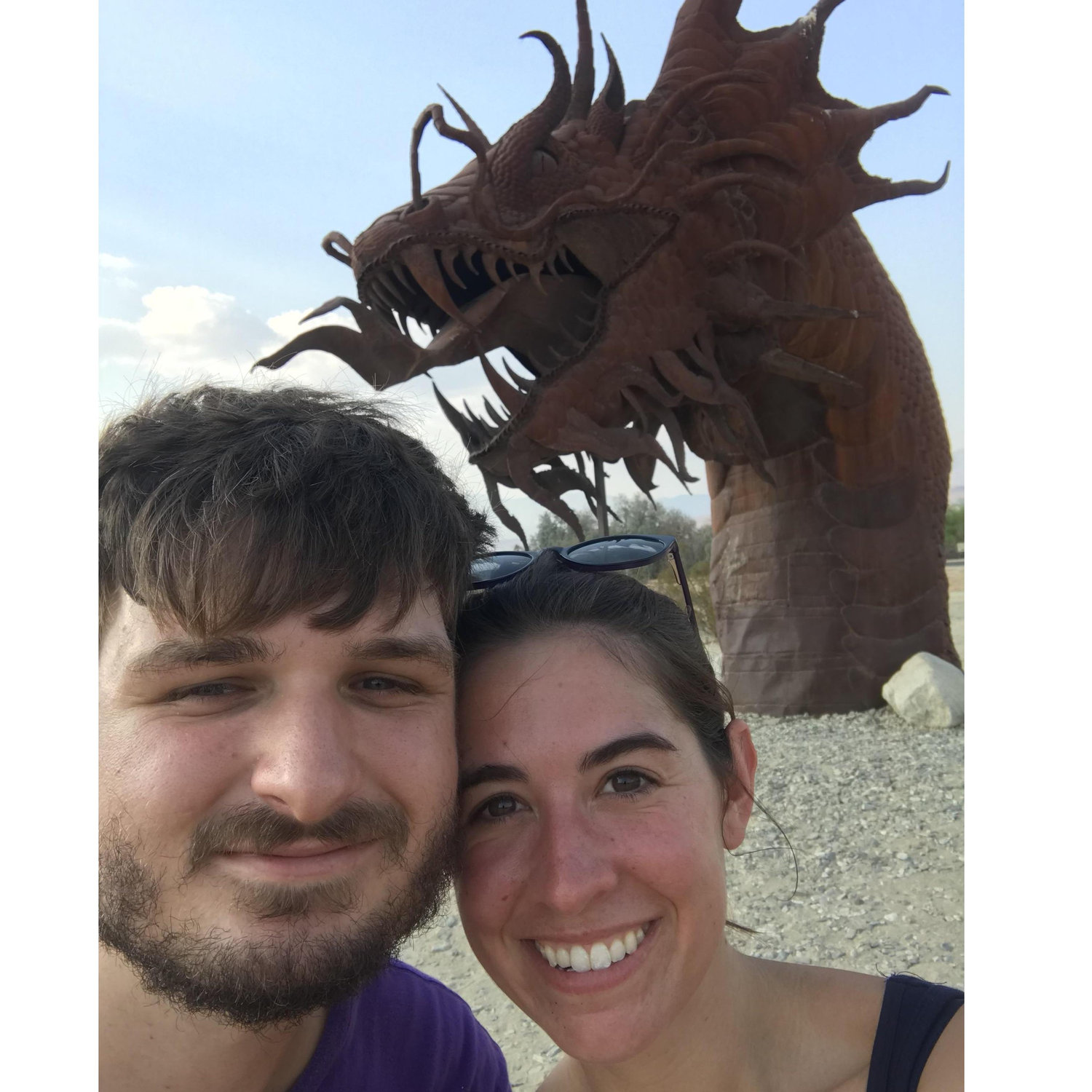 Our first anniversary in Anza Borrego Springs (Sydney almost got heat stroke within a half hour of us being there)