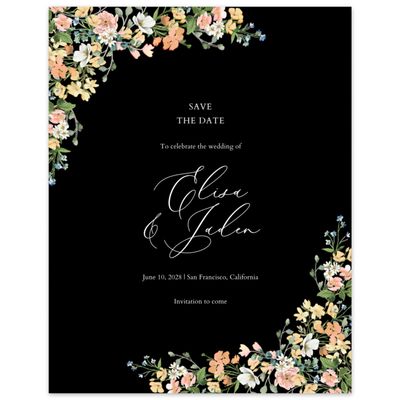 Black Bordered Wedding Digital Save the Date - Pourpier Portrait