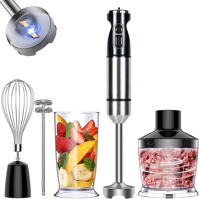 OCTAVO Hand Blender, Immersion Smart Stick, Variable Speeds,Titanium Plated Blade, 800W 5-in-1 20.3 OZ Mixing Beaker, 17 OZ Chopper, Whisk And Milk Frother Attachment, BPA-Free