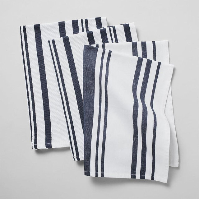 Sur La Table Striped Kitchen Towels, Set of 3, Blueberry