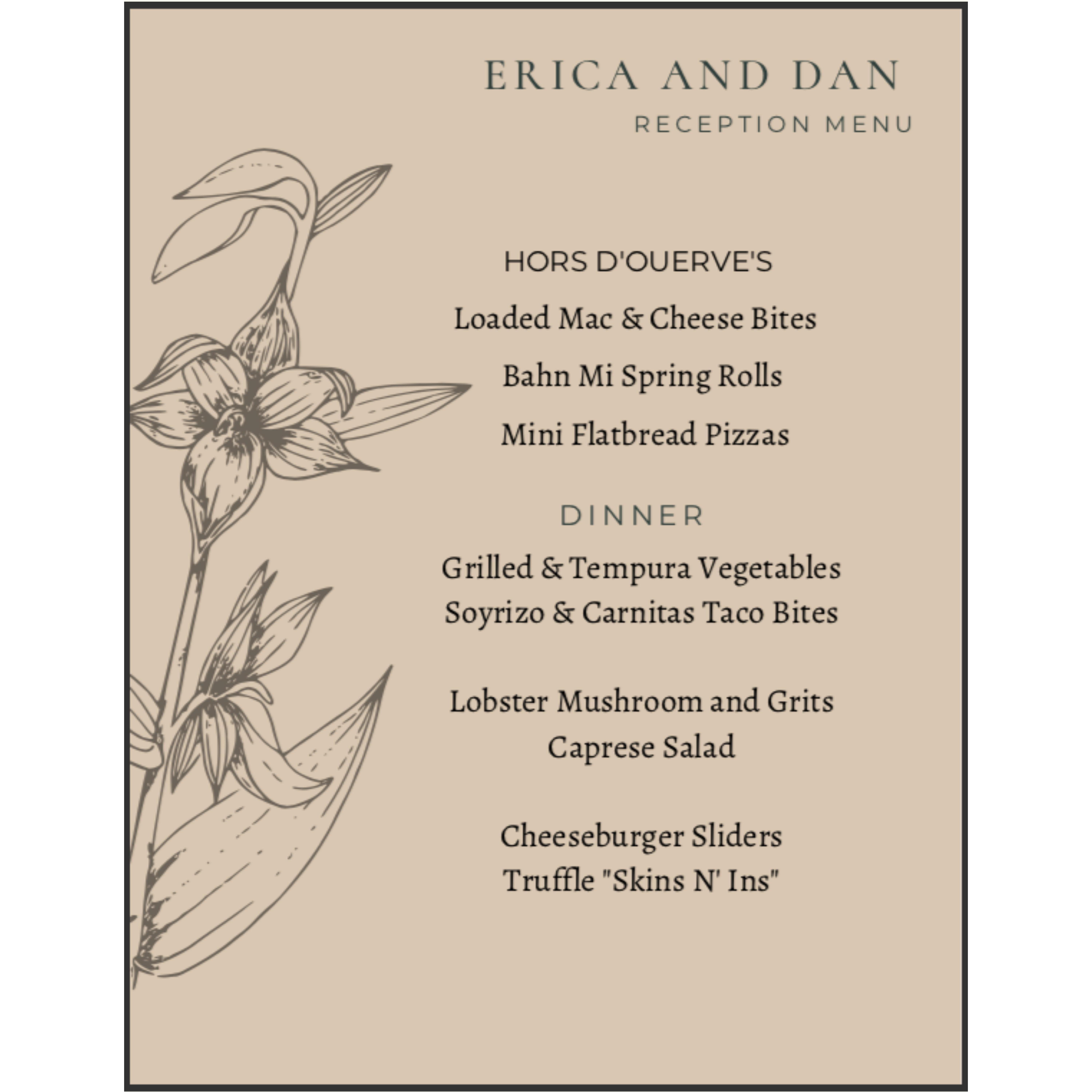 Looking for some menu inspiration for your COVID friendly Wedding Watch Pod??? Here is what the Bride and Groom will be noshing on later that evening!