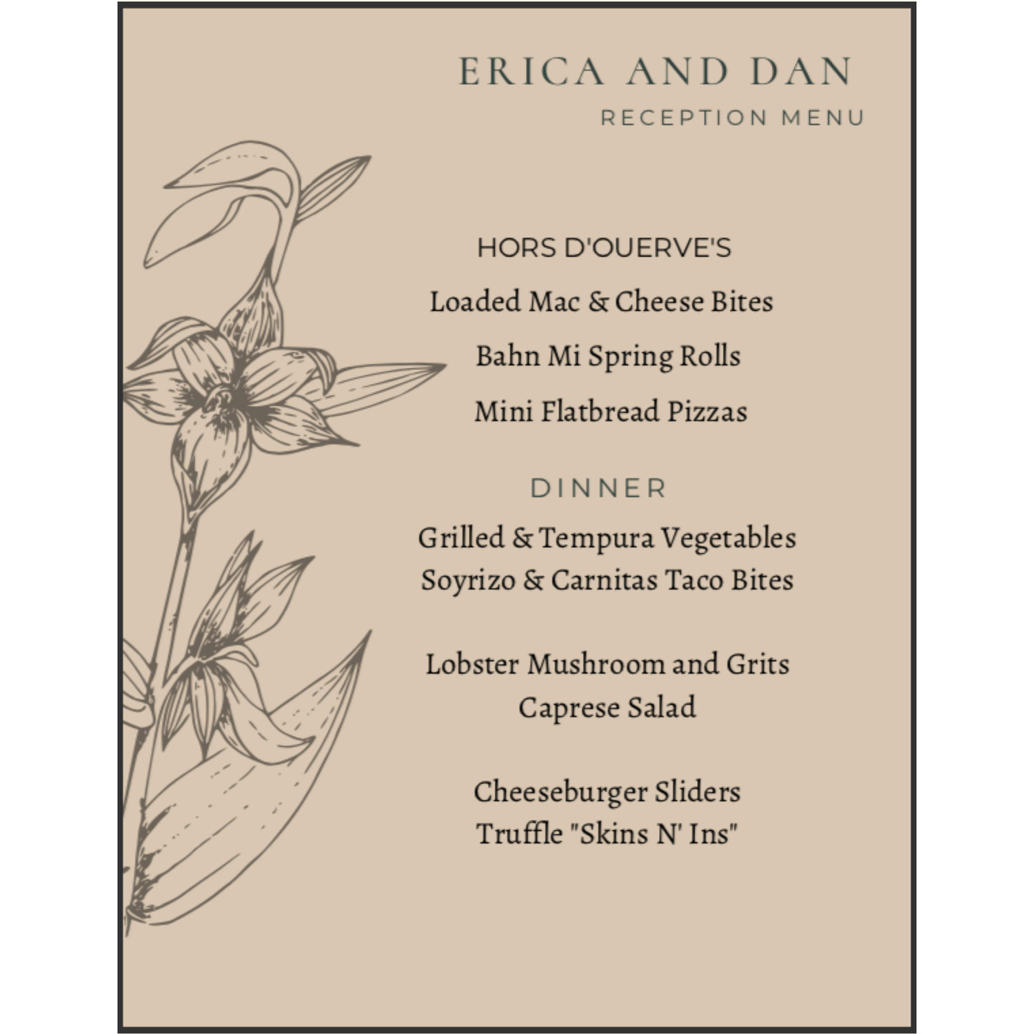 Looking for some menu inspiration for your COVID friendly Wedding Watch Pod??? Here is what the Bride and Groom will be noshing on later that evening!