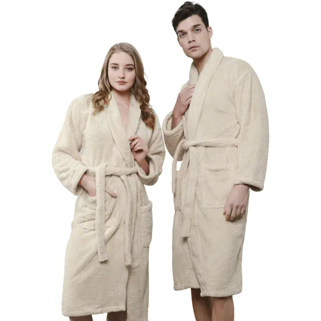 American Soft Linen Turkish Warm Fleece Bathrobe, Mens and Womens Robes, 1 Piece Shawl Collar Adult Matching Couple Robes for your Bathroom