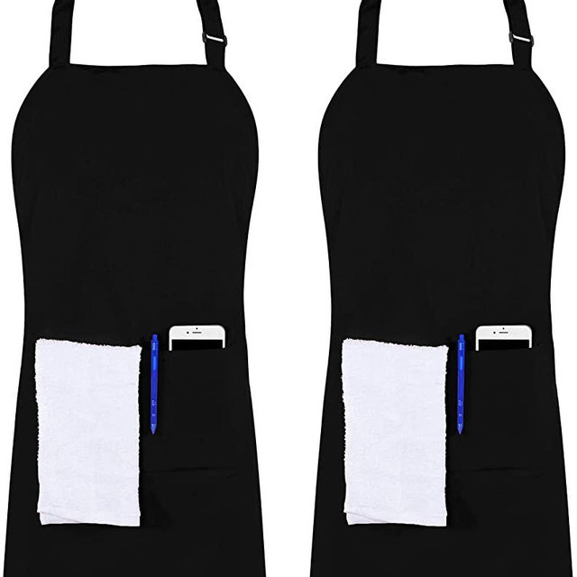 Utopia Kitchen Adjustable Bib Apron with 2 Pockets - Adjustable Neck Strap with Extra Long Ties