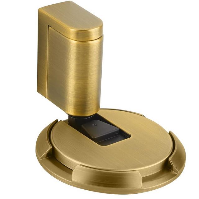 Bak Bo Windproof Door Stoppers 2 Pack Adjustable Bottom of Door Holder Indoor No Drilling Heavy Duty Mechanical Floor Door Stop with Screws and Adhesive Catch Door Keep Door Open Antique Brass AB-2
