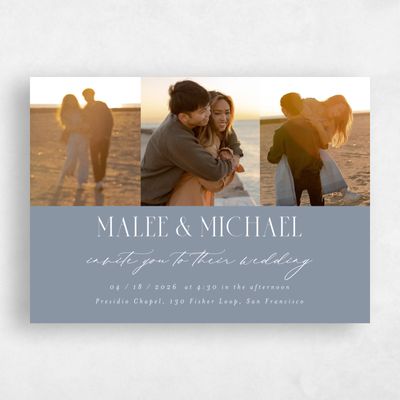 Dusty Blue Wedding Invitation - Portsmouth Multiphoto