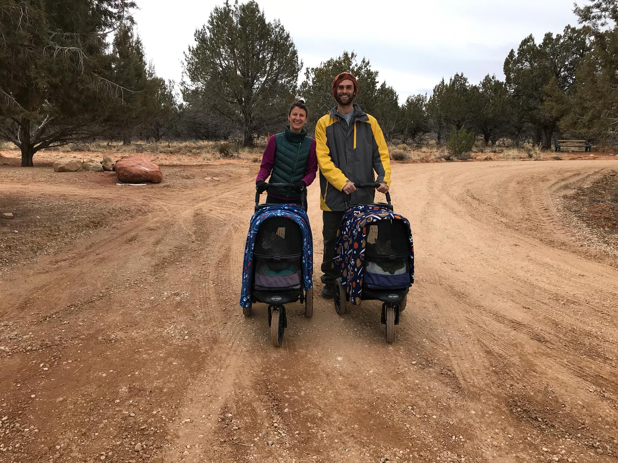 Volunteering at Best Friends Animal Sanctuary in Kanab, UT. We cleaned and socialized cats in the  feline leukemia cat house, then went for a stroll with a couple of cats! Next we socialized puppies!
