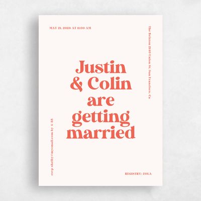 Bright Coral, Pink Wedding Wedding Shower Invitation - Arezzo Portrait