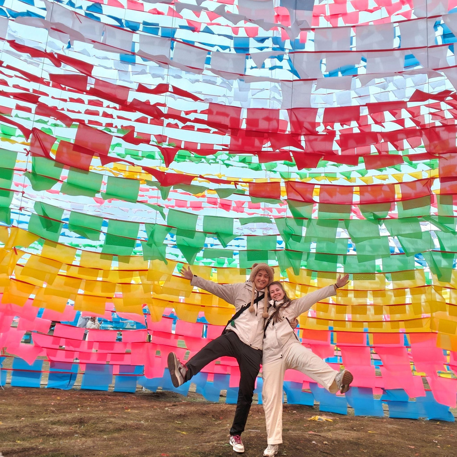 Playing around in Tibetan prayer tent in Shangri-La.
