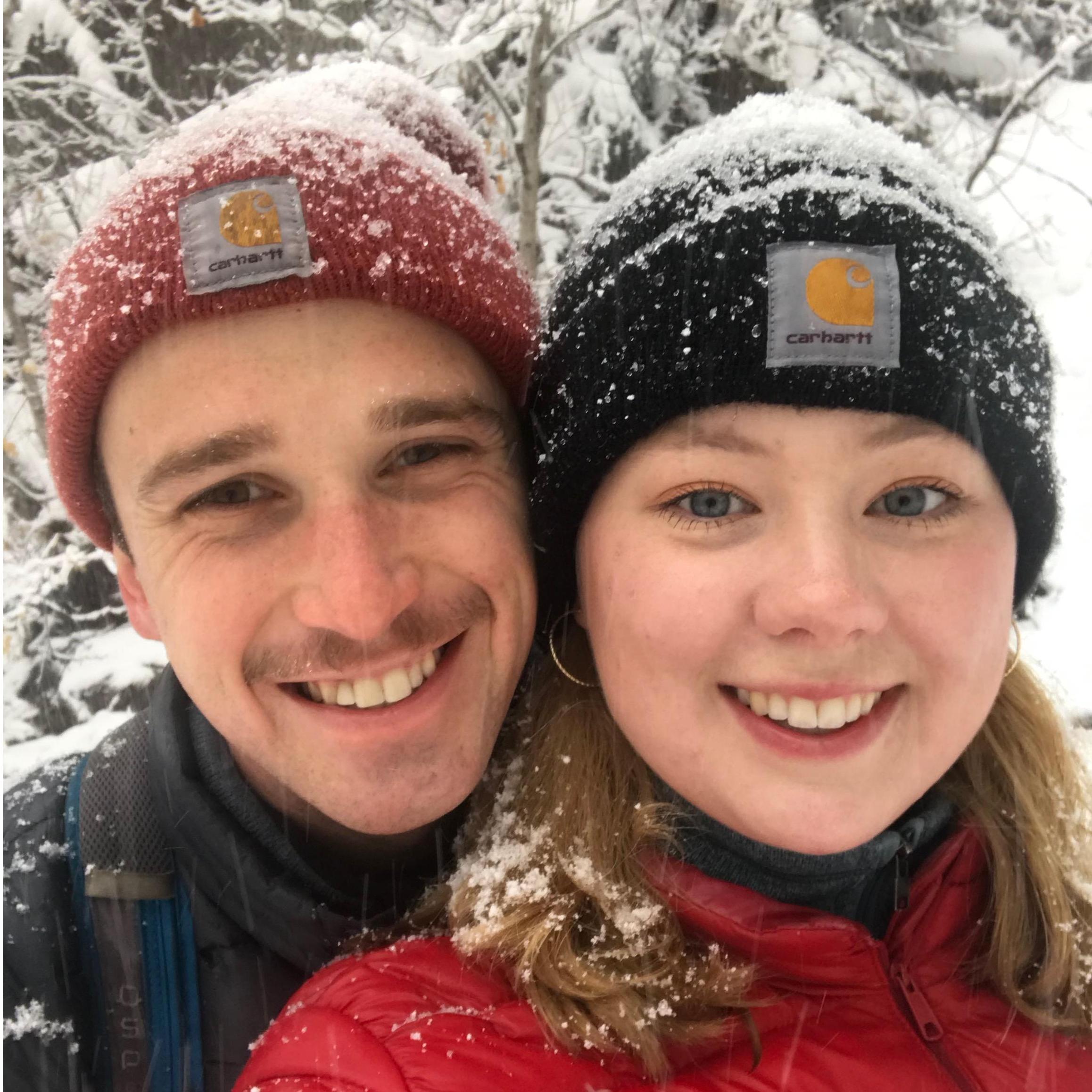 1 full year!! We hiked West Fork trail for the first time in the snow. I (Christopher) managed to get ice water in my boot on the first crossing. Good pizza followed!