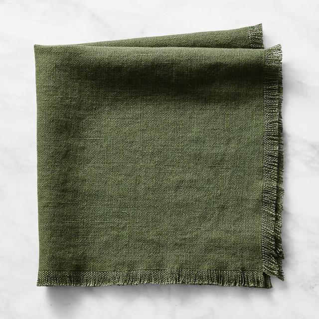 Fringed Napkins, 20" X 20", Set of 4, Olive