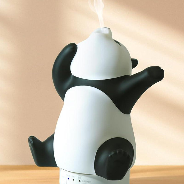 Panda Essential Oil Diffuser - Cute Rotatable Diffuser for Home with 7-Color Light, Aromatherapy Diffuser for Bedroom and Office