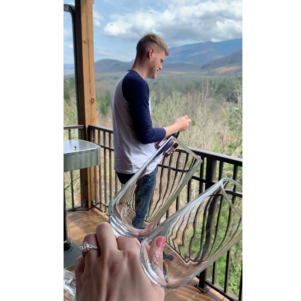 Poppin' champagne after we got engaged!