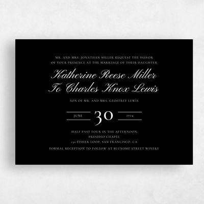 Black Wedding Invitation - Abbey Landscape