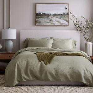 European Linen Duvet Cover Set - King - Willow Leaf
