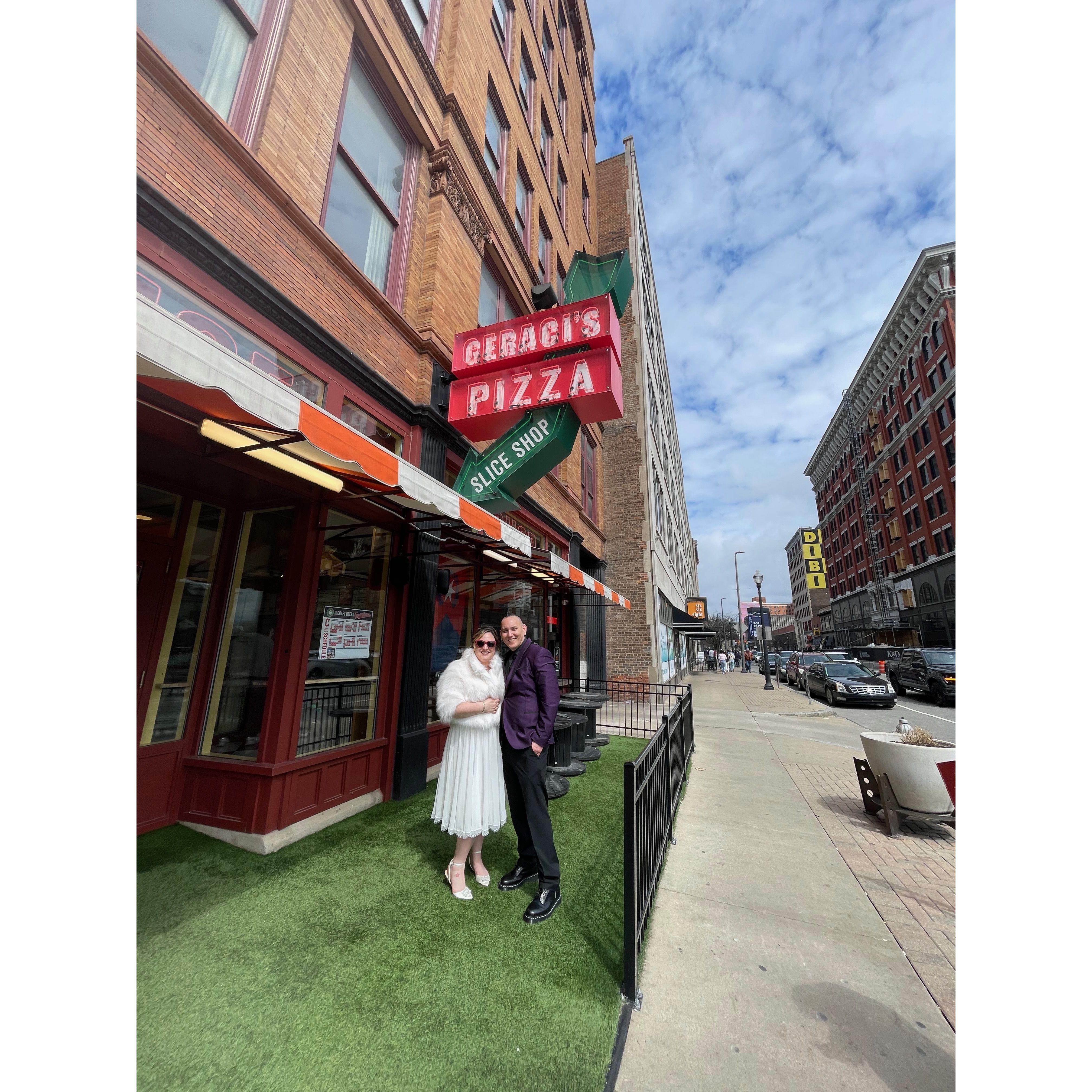 We went to Geraci's for pizza afterwards. Megan has fond memories of it from childhood.
