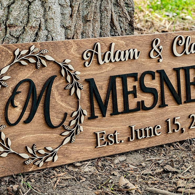 Family Name Sign | Last Name Sign | Custom Wood Sign | Established Sign | Personalized Wedding Gift | Wedding Sign 3D Sign Anniversary Gift