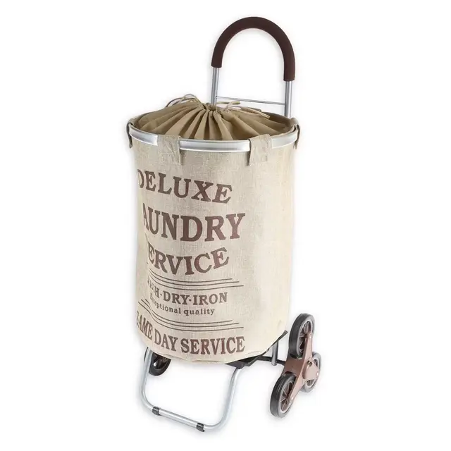 Stair Climber Trolley Dolly Laundry Cart in Beige