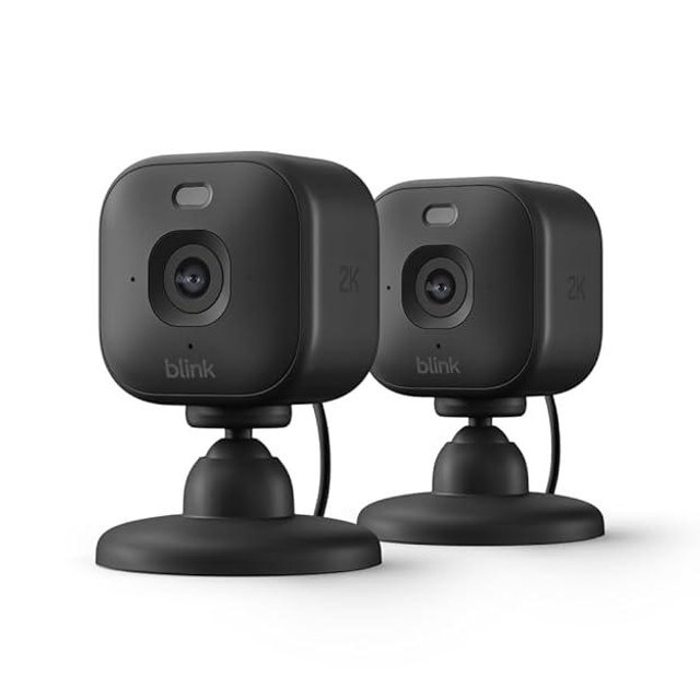 Blink Mini 2K+ (newest model) – Plug-in Home & Pet Security Camera with 2K video resolution, color night vision, enhanced audio, motion detection – 2 cameras (Black)