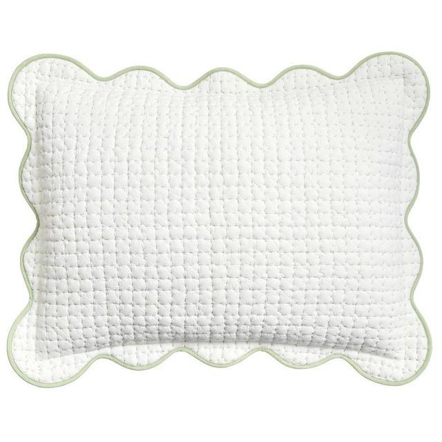 Julia Berolzheimer Beau Scallop Pick-Stitch Quilted Sham, Standard, Green