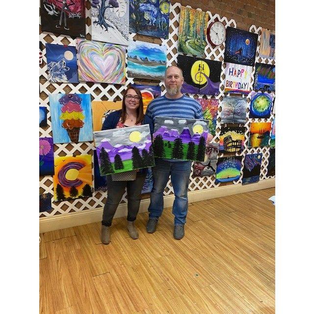 We signed up for a painting class and were the only people there!