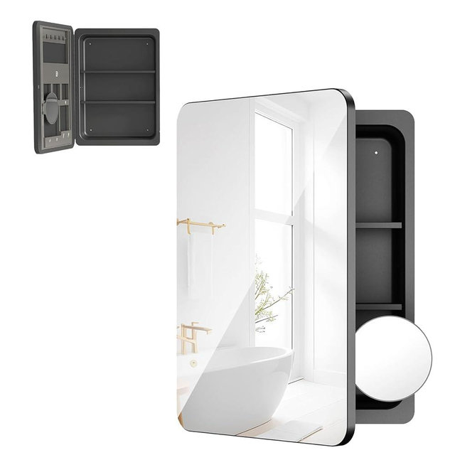 Rresyet 18×26 Bathroom Mirror Cabinet with 3X Magnifying Mirror, Adjustable Shelves, Bathroom Mirror with Storage, Recessed or Wall Mounted Medicine Cabinet for Jewelry,Masks & Beauty Tools