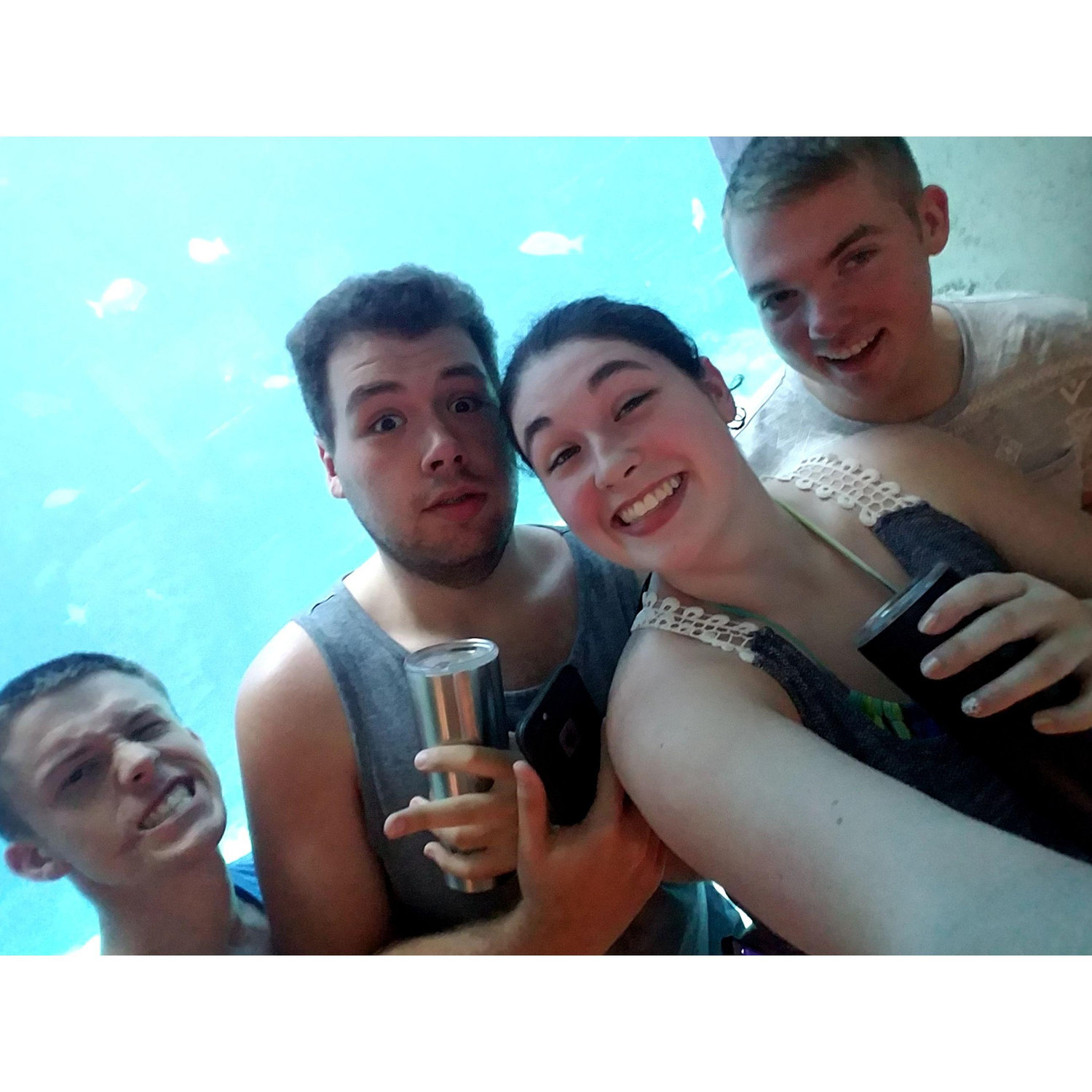 By the aquariums at Atlantis