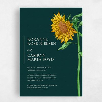 Darkest Green Wedding Invitation - Bonnie Bloom