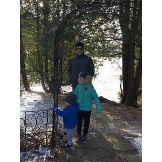 Jonny, Maddie and Brady exploring the Millcroft grounds for a ceremony site