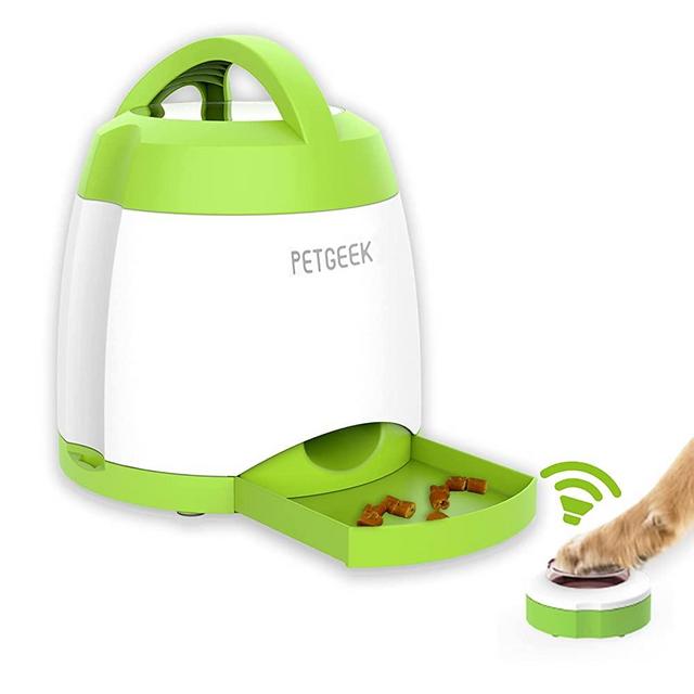 PETGEEK Interactive Dog Toys IQ Training Treat Dispensing Automatic Dog Cat Feeder with Portion Control, Cat Puzzle Feeder Dog Treat Dispenser with USB Charge Treat Dispenser Indoor or Outdoor Play